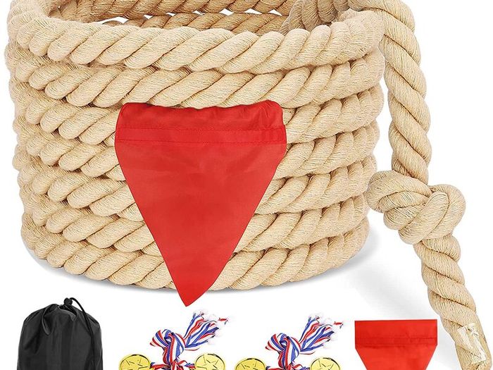 Outdoor Games Tug of War Rope for Kids and Adults (Khaki, 12 M)