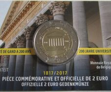 Belgium 2 Euro Commemorative Coin 2017 - University of Ghent. Coincard. BU