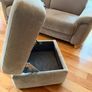 Two-seater sofa and foot stool taupe velvet Image 8