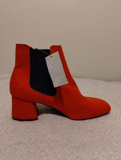 Red Suede Ankle Boots, new