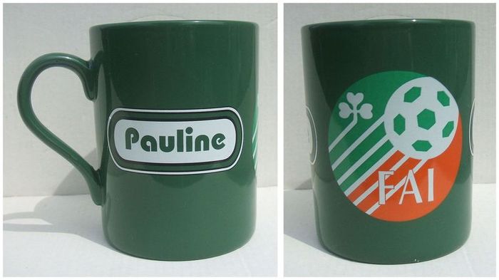 FAI EIRCOM (Football Association of Ireland) - personalised mug with name PAULINE (early 2000's). Pristine unused condition.