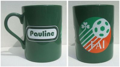 FAI EIRCOM (Football Association of Ireland) - personalised mug with name PAULINE (early 2000's). Pristine unused condition.