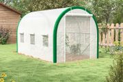 Tunnel Greenhouse, Greenhouse, Zipper Doors, Mesh Windows, Metal Frame, 3.5 x 2 x 2m, White