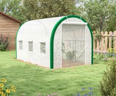 Tunnel Greenhouse, Greenhouse, Zipper Doors, Mesh Windows, Metal Frame, 3.5 x 2 x 2m, White