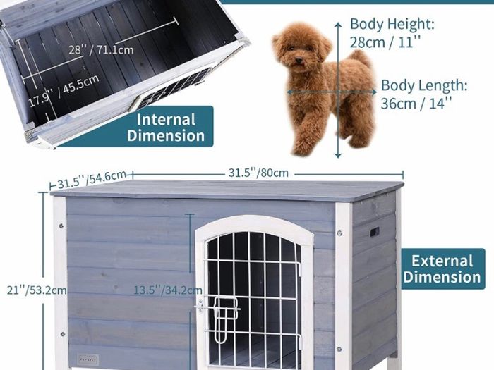 Wooden Dog Crate Indoor with Barrier Safety Gate,Large Wooden Dog Kennel/Cage for Small and Medium Dogs Easy to Lift (FREE POSTAGE)