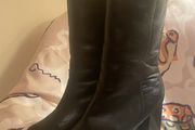 Black Leather Calf Length Boots