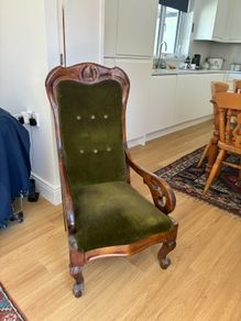 Mahogony Green Velvet Occasional Chair