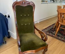 Mahogony Green Velvet Occasional Chair