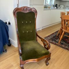 Mahogony Green Velvet Occasional Chair