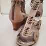 Ladies platform sandals shoes real leather Mamzelle Vito soft taupe size uk 7 Image 2