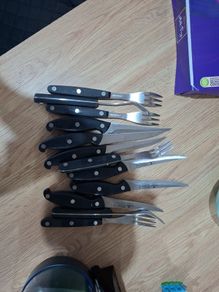 Steak forks and knives