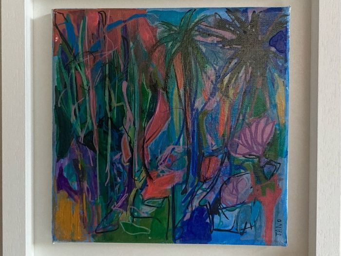 FREE Frame Original Art Original Painting Tropical Art Botanical Art Blue Painting