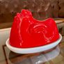 Vintage 1980s Red and White Glossy Egg Storage Hen Shaped Italy Image 4