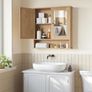 Bathroom Cabinet Mirror Double Door  Oak, Grey, White Image 5