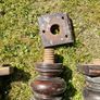 Antique mahogany piano legs with bronze casters Image 9