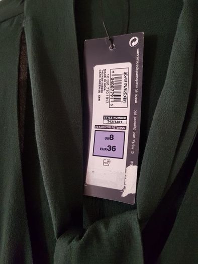 M&S green shirt, blouse, tie neck, size 8, NEW