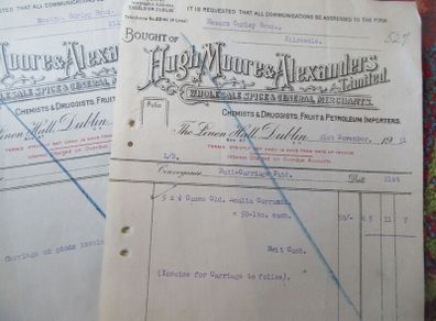 Hugh Moore & Alexanders Dublin Receipt