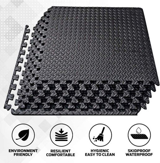 Mat Gym Flooring Mat, Foam Exercise Mats, Interlocking Puzzle EVA Floor Tiles, Non slip Rubber Cushion For Home Workout, Bonus Adhesives,24X24 Inch 16 Pack