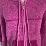 As new. Very Unusual Nua Merino Wool/Silk Mix Zipped Cardigan in Wine and Pink. Size M (8-12) Image 3