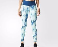 Adidas High-Rise Allover Print Long Tights Women Training Multicolor/Tech Steel