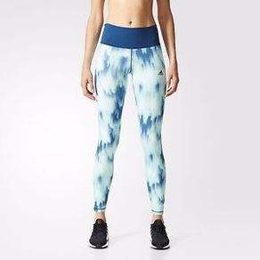 Adidas High-Rise Allover Print Long Tights Women Training Multicolor/Tech Steel