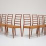 Mid Century Set of 8 x Teak and Tan Leather Dining Chairs Model 82 by Niels Otto Moller, 1960s Image 3