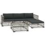 5 Piece Garden Lounge Set with Cushions Poly Rattan Grey Image 2