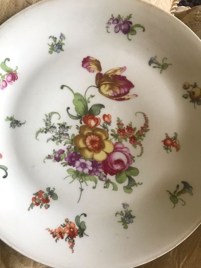 Antique Meissen Hand Painted Plate Set