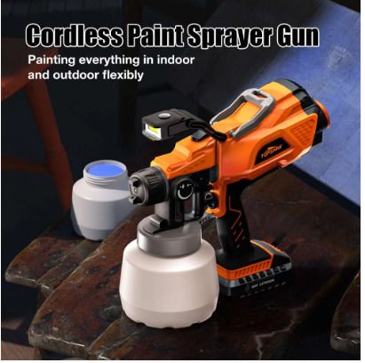 BRAND NEW 1200ML Cordless Electric Spray Gun w/3 Sizes Copper Nozzle Flow Control Airbrush High Power Paint Sprayer With 2000mAh Lithium