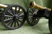 Vintage Brass and Cast Iron Cannons - Moving Wheels - Adjustable Mini Cannon - Set of 2