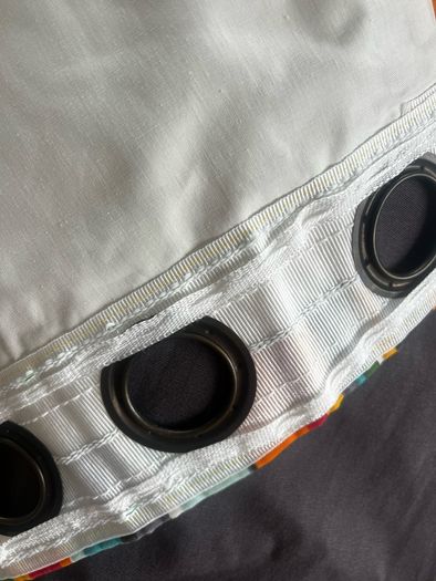 Eyelet Curtain Grey & Multicolour Stripes