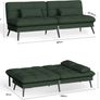 Convertible Futon Sofa Bed, Fabric Futons Couch with Adjustable Backrest, Folding Sleeper Recliner for Living Room Furniture, Dark Green Image 2