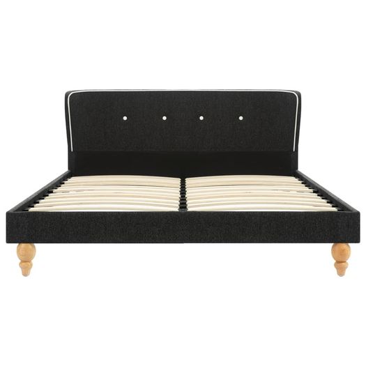 Bed Frame Dark Grey Burlap 135x190 cm