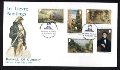 1980 Guernsey Peter Le Lievre Paintings Commemorative Stamps Addressed First Day Cover (FDC)