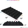 12 Pack Set Acoustic Foam Panels, Studio Wedge Tiles, 2" X 12" X 12" Acoustic Foam Sound Absorption Pyramid Studio Treatment Wall Panels (FREE SHIPPING) Image 5