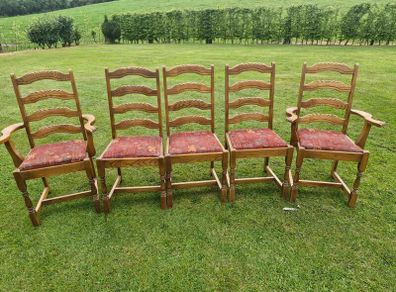 5 Solid Oak Chairs