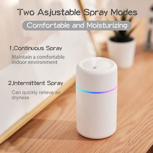 Colorful Mini Humidifier with Projection Atmosphere Lamp, Essential Oil Diffuser Aroma Essential Oil USB Cool Mist Humidifier 300ml, 2 Adjustable Mist Modes, Super Quiet, for Car, Office, Bedroom
