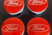 4 x Red Ford Centre Caps - FREE POST