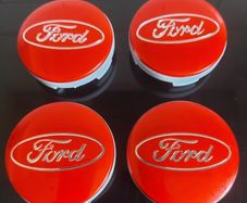 4 x Red Ford Centre Caps - FREE POST
