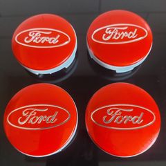 4 x Red Ford Centre Caps - FREE POST