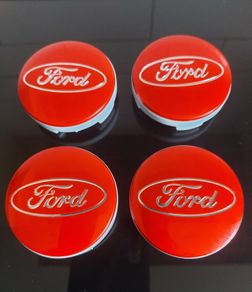 4 x Red Ford Centre Caps - FREE POST