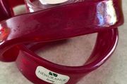 Newgrange Living  Red Art Glass Infinity Knot Tealight Candle Holder Hand Blown Twisted Abstract Sculpture Decor