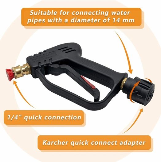 4000PSI High Pressure Washer Gun with 5 Water nozzle Tip, Cleaner Gun Car Wash Water Gun for Car Cleaning (M22 14MM Hose Connector & Karcher Quick connector)