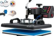 Heat Press, 5 in 1 Heat Press Machine Machine 30.48 x 38.1 cm, Clamshell Sublimation Transfer Printer Fast Heat-up, Digital Precise Temperature Control, Vinyl Heat Press for T-Shirt Plate Mug Cup, 1250W