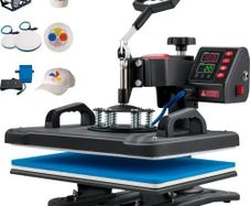 Heat Press, 5 in 1 Heat Press Machine Machine 30.48 x 38.1 cm, Clamshell Sublimation Transfer Printer Fast Heat-up, Digital Precise Temperature Control, Vinyl Heat Press for T-Shirt Plate Mug Cup, 1250W