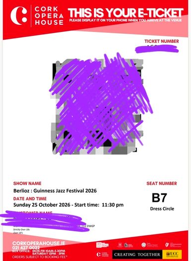 Berlioz Ticket Cork Jazz Festival Sunday 25 Oct