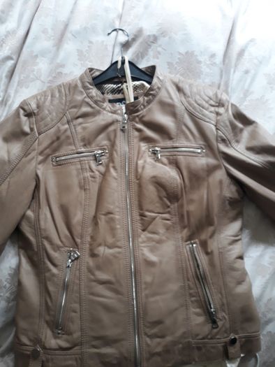 Beige Leather Jacket