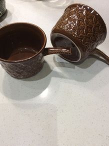 Buy 2 , Get 3rd FREE - Vintage Tams Chestnut Glazed Soup Cups / bowls - set of 2