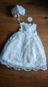 Baby Girl Christening Dress and Hat 6-months