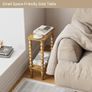 2-Tier Wooden Side Table, Narrow Nightstand with Open Wood Shelf, Bedside Table for Small Spaces, Bedroom, Living Room, Accent End Table with Solid Wood Legs Rustic Brown Image 6